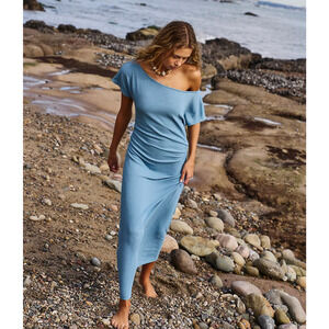 NWT FREE PEOPLE BEACH Promenade Midi Crescent Sea XS